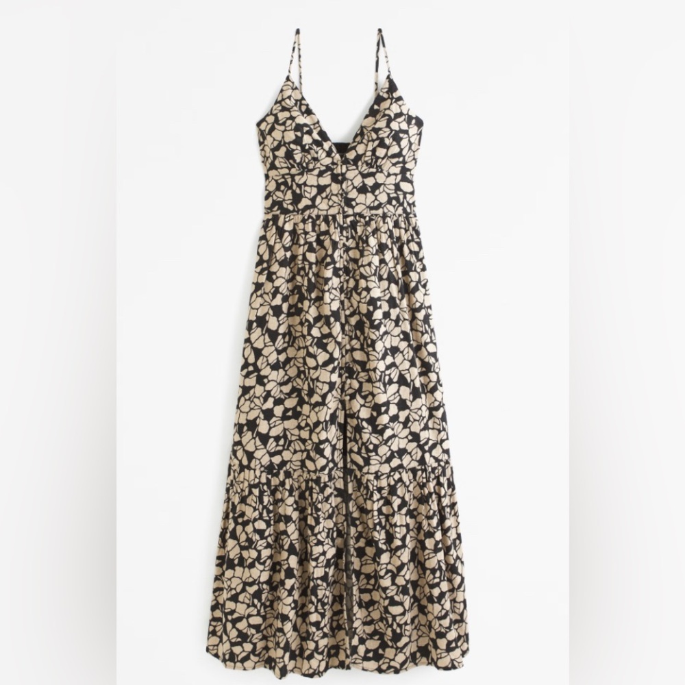 NWT Abercrombie Linen Blend Button Through Dress Small Petite